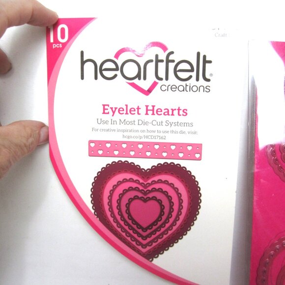 Heartfelt Creations Eyelet Hearts 10 Pcs Craft Dies HCD1-7162 - Picture 2 of 3